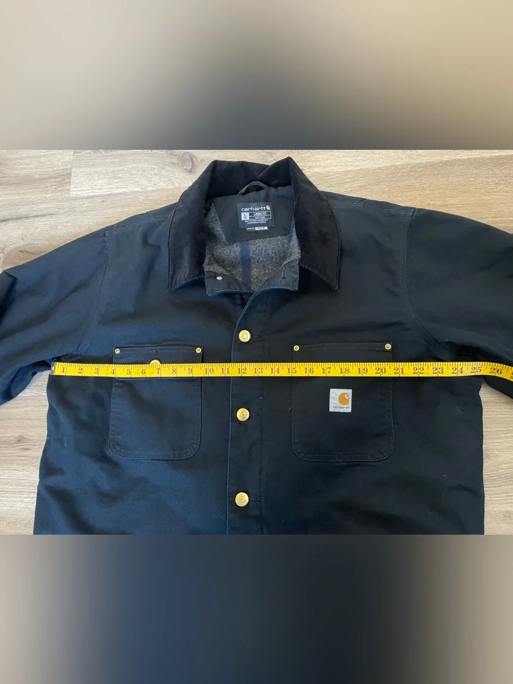 Carhartt Blanket Lined Chore Coat Mens L Tall Button Barn Jacket 103825 BLK
